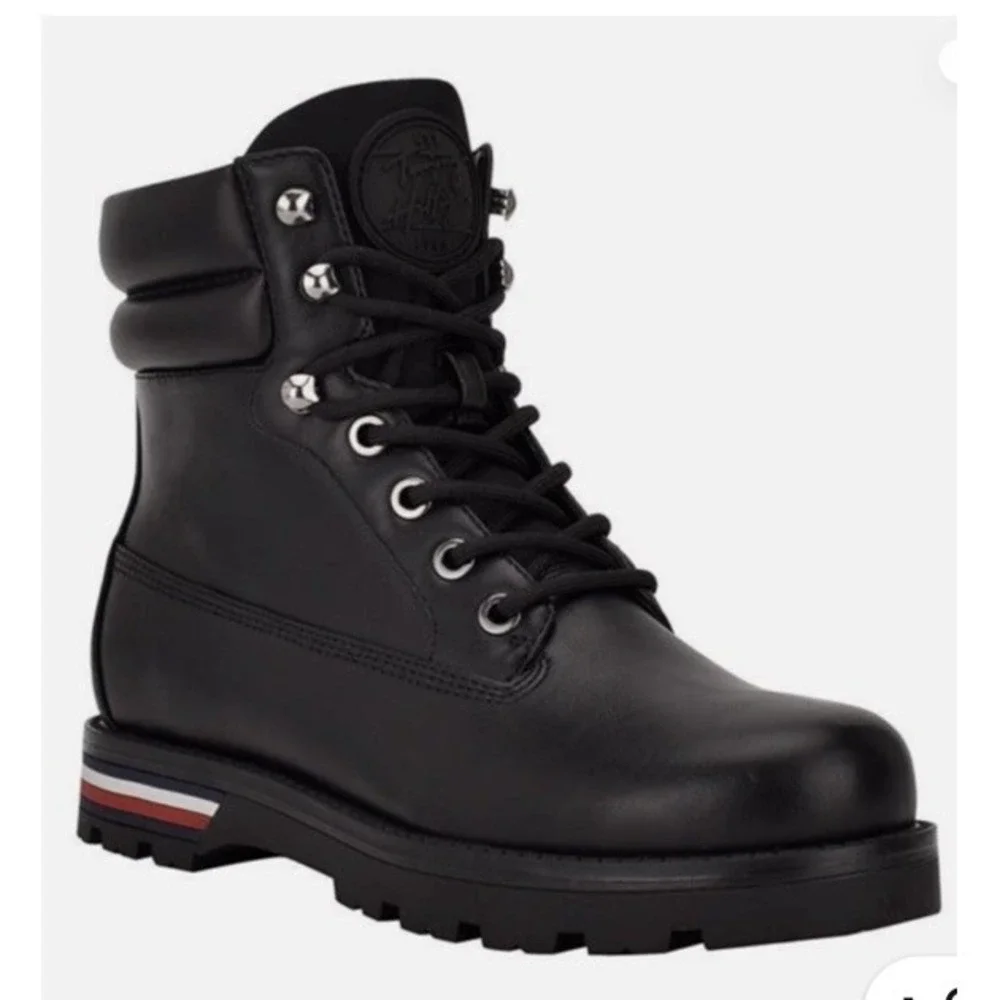 New Women's Tommy Hilfiger Size 6‎ Melise Combat Black Ankle Lace Booties Casual